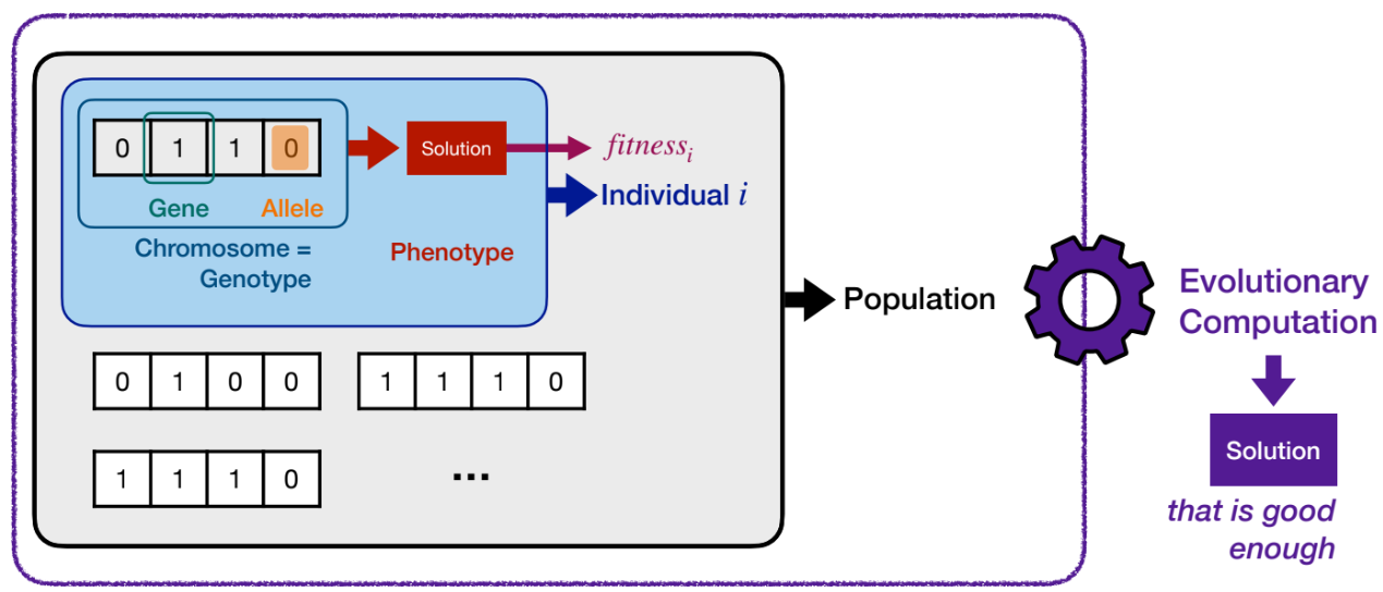EC 구성요소 (Genotype, Phenotype, Population) 도식
